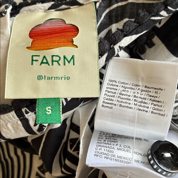 FARM Rio monochrome elegance scarf print blouse S - Picture 14 of 16